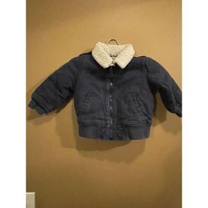 Baby Gap 12-18 Months Boy Coat Blue With Plaid Lining 276